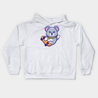 Cute mouse play skateboard cartoon Kids Hoodie